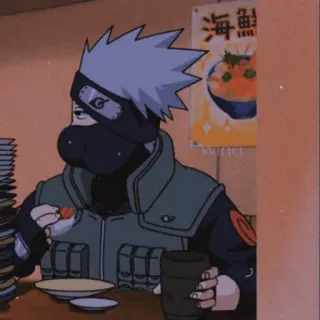 🕸️ Kakashi Naruto anime, kakashi, naruto, eating, ramen, cartoon telegram sticker