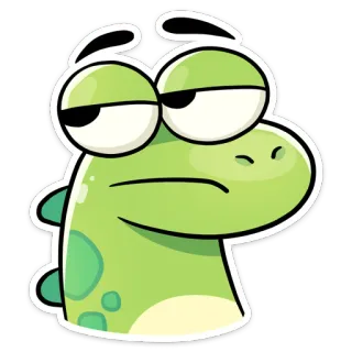 😒 dinosaur, cartoon, green, cute, lazy, bored, sticker, expression whatsapp sticker