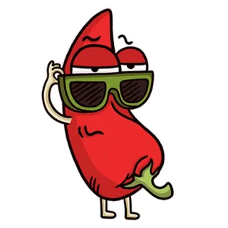 😎 唐辛子, 漫画, サングラス, 食べ物, 辛い telegram sticker