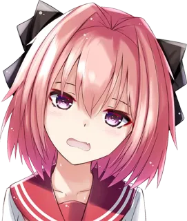 😐 Astolfo Fate/Apocrypha anime, cabelo rosa, fofo, menino, trap telegram sticker