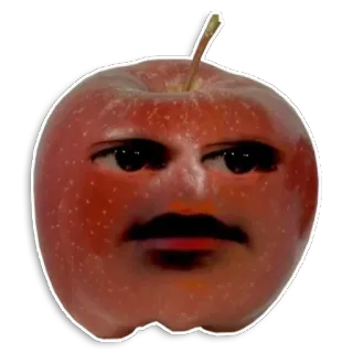 🙄 mela, faccia, frutta, divertente telegram sticker