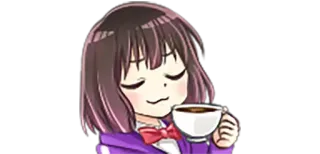 😏 アニメ, かわいい, お茶, 可愛い, 女の子, 漫画 telegram sticker