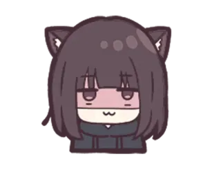 😐 telinga kucing, anime, kartun, imut, kawaii, chibi telegram sticker