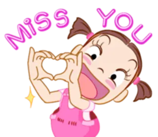 💘 Miss You te echo de menos, amor, saludo, chica, dibujos animados, lindo, corazón telegram sticker