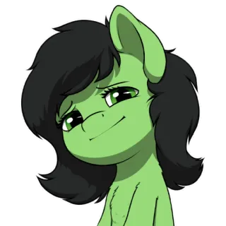 😉 小马, 卡通, 角色, 动物, 绿色 telegram sticker