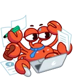 👨‍💼 게, 컴퓨터, 사무실, 만화, 동물, 타이핑, 바쁜 telegram sticker