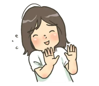 ☺️ 여자, 만화, 스티커, 일러스트, 소녀, 손 흔들기 whatsapp sticker