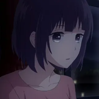 🔖 Anime, Mädchen, Porträt, Traurig, Nacht, Fenster telegram sticker