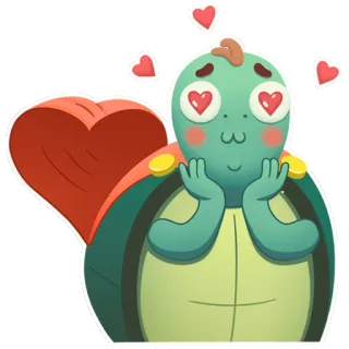 😍 Schildkröte, Herz, Liebe, Süß, Cartoon, Tier whatsapp sticker