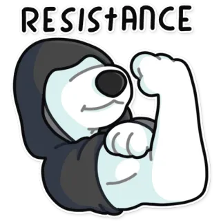 💪 RESISTANCE การ์ตูน, สัตว์, สุนัข, ฮู้ด, การต่อต้าน, กล้ามเนื้อ telegram sticker