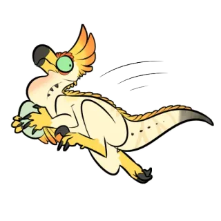 🏃‍♀ dinosaur, monster, reptile, cartoon, illustration, running whatsapp sticker