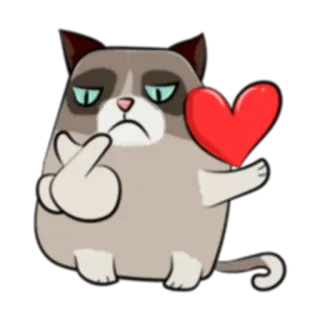 ❤ кот, ворчливый, сердце, средний палец, мультфильм, обидный, отношение telegram sticker