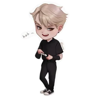 😀 hah - knife, evil, chibi, cartoon telegram sticker