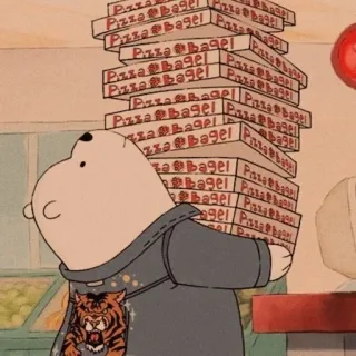 🍕 Pizza bagel Eisbär, Cartoon, Pizza, Bagel, Essen, We Bare Bears, Bär, Stapel whatsapp sticker