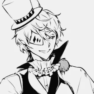✨ 动漫, 漫画, 角色, 高礼帽, 单色 telegram sticker