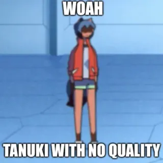🥴 WOAH
TANUKI WITH NO QUALITY animale, tanuki, divertente, testo, cartone animato, meme telegram sticker