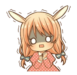 😱 Chibi, Anime, Desenho animado, Orelhas de coelho, Kawaii, Chocado, Menina, Fofo whatsapp sticker