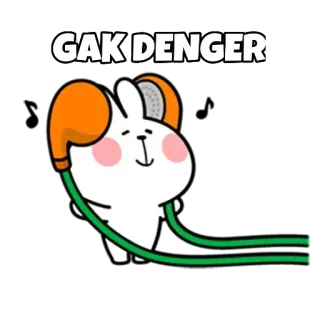 🙉 GAK DENGER conejo, orejeras, escuchando, indonesio whatsapp sticker