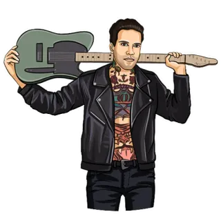 🎸 musisi, gitar, jaket kulit, tato, rock, pria telegram sticker