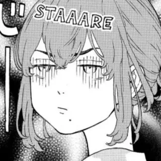 😠 STAAARE stare, anime, manga, expression, face whatsapp sticker
