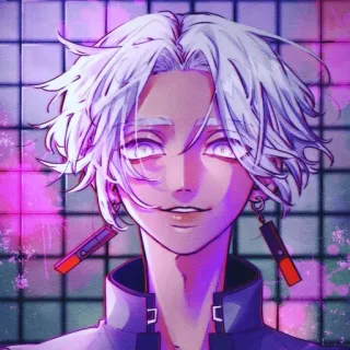 🙄 anime, character, white hair, portrait, earrings telegram sticker