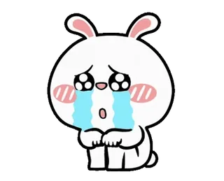 😭 menangis, sedih, kelinci, putih, kartun, air mata, emosi telegram sticker