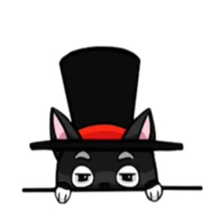 😶 gato, cartola, vermelho, fofo, desenho animado, animal telegram sticker