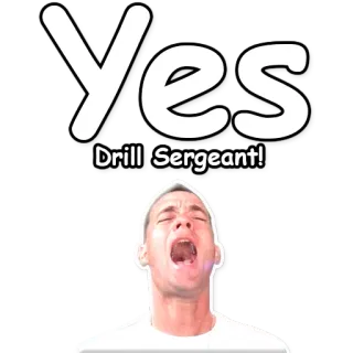 ✅ Yes Drill Sergeant! military, drill sergeant, yes, command, obedience, shouting telegram sticker