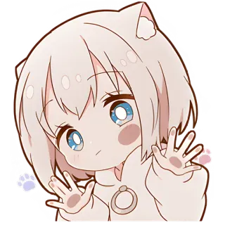 😶 animé, fille chat, mignon, kawaii, dessin animé, illustration telegram sticker