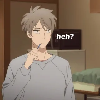 💵 heh? anime, mężczyzna, szczoteczka do zębów, śpiący telegram sticker