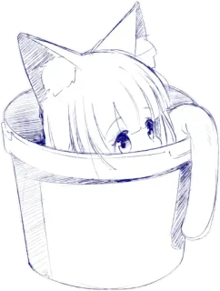 🏺 Anime, Catgirl, Ember, Lucu, Sketsa, Gambar, Seni telegram sticker
