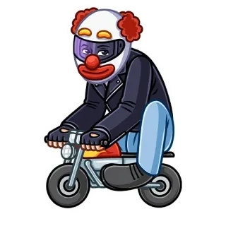 🤡 pagliaccio, moto, casco, motociclista, trasporto telegram sticker