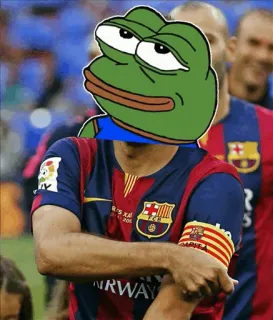 😊 Pepe the Frog Лягушонок Пепе, Интернет мем, ФК Барселона, Футбол, ФК Барселона, Мем, Спорт telegram sticker