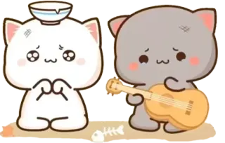 ❤️ kucing, imut, gitar, kawaii, Peach dan Goma telegram sticker