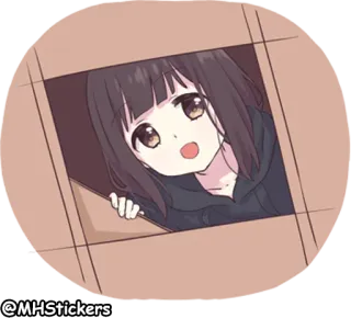 👻 @MHStickers Аниме девушка, Мультфильм, Милый, Коробка telegram sticker