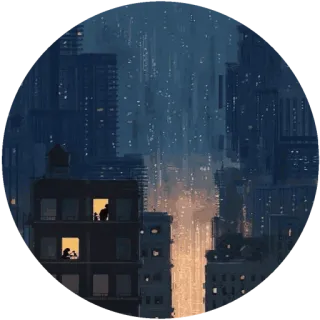 🌸 городской пейзаж, дождь, ночь, здание, городской, окно telegram sticker
