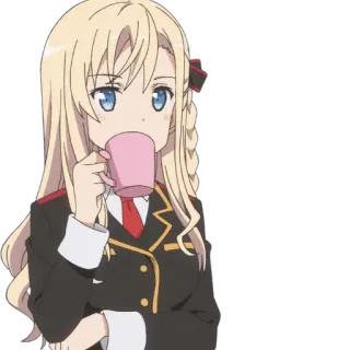 ☕ anime, girl, drinking, cute, kawaii telegram sticker