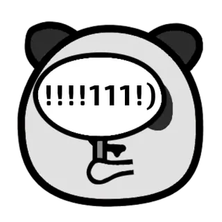 🐼 !!!!!1111!) Panda, Desenho animado, Animal, Adesivo, Exclamação telegram sticker