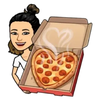 🍕 Пицца, Сердце, Еда, Любовь, Мультфильм, Bitmoji telegram sticker