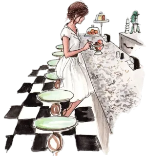 🍨 femme, restaurant, comptoir, glace, dessert, vintage, rétro, nourriture telegram sticker