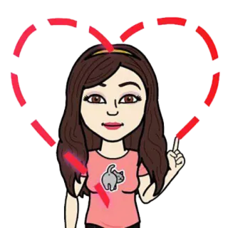 ❤ cartone animato, illustrazione, bitmoji, personaggio, cuore, ragazza, avatar telegram sticker