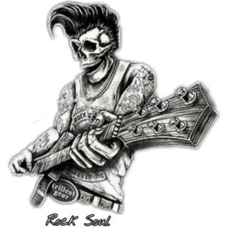 🤟 Rock Soul Rock, Scheletro, Musica, Chitarra, Rockabilly, Teschio telegram sticker
