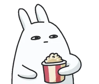 🐰 królik, zajączek, popcorn, przekąska, jedzenie, kreskówka, słodki telegram sticker