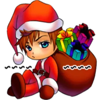 😐 navidad, papá noel, regalos, fiesta, lindo, anime, manga telegram sticker