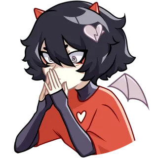😳 anime, heart, wings, devil, cute, cartoon, sticker telegram sticker