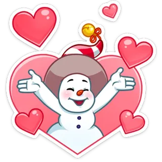 ❤️ muñeco de nieve, corazones, amor, invierno, fiesta, dibujos animados whatsapp sticker