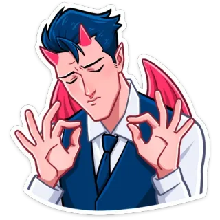 👌 diablo, ok, demonio, cuernos, traje telegram sticker