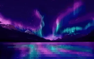 ✨ Polarlicht, Nordlichter, Himmel, Natur, Nacht, Landschaft, Sterne, Lila, Blau telegram sticker