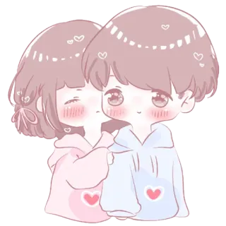 ❤️ Chibi, Casal, Fofo, Desenho animado, Amor, Romance whatsapp sticker