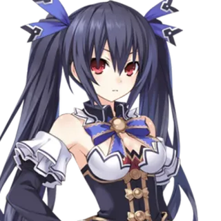 😕 Noire Hyperdimension Neptunia anime, gadis, rambut hitam, kuncir dua, video game, karakter whatsapp sticker